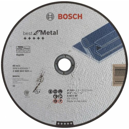 Bosch rezna ploča ravna best for metal - rapido a 46 v bf, 230 mm, 1,9 mm - 2608603522 Slike