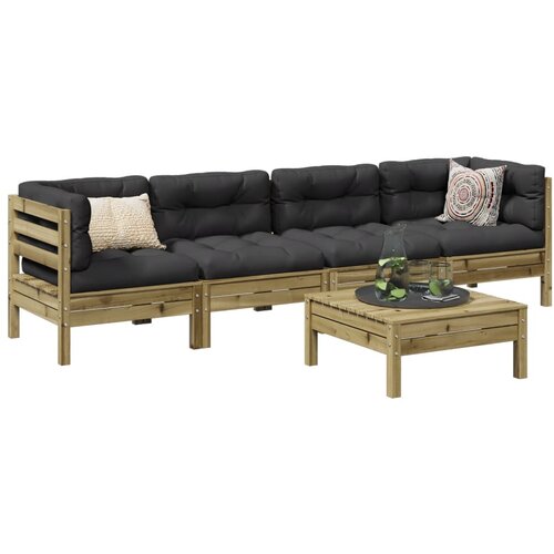 VidaXL 5-dijelni set vrtnih sofa s jastucima od impregnirane borovine Slike