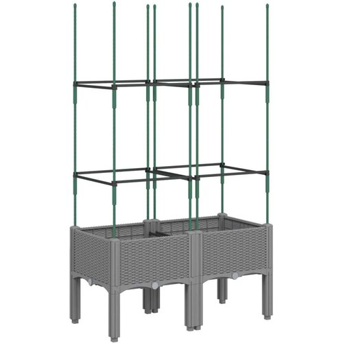  Vrtna sadilica s re&amp;scaron;etkom svjetlosiva 80 x 40 x 142 5 cm PP Slike