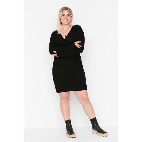 Trendyol Curve Black Double Breasted Collar Knitwear Dress Slike