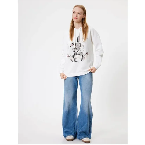 Koton Bambi Oversize Hooded Sweatshirt Printed Raised Licensed