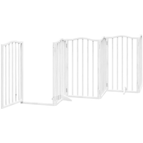  Vrata za pse s vrata&amp;scaron;cima 6 panela sklopiva 300 cm drvo topole Bijela 50 x 90 x 2 cm Slike