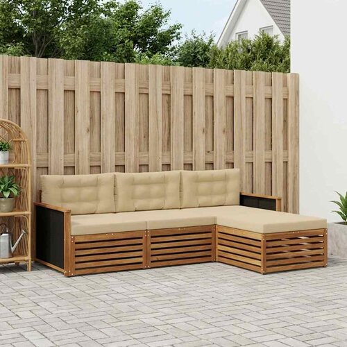  Set vanjskih sofa s jastukom 4 pcs Prirodna i bež Poliester Cene