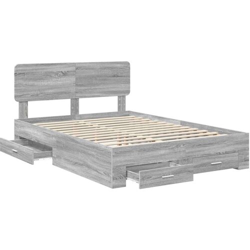  Okvir za krevet s uzglavljem Siva Sonoma 140 x 190 cm Slike