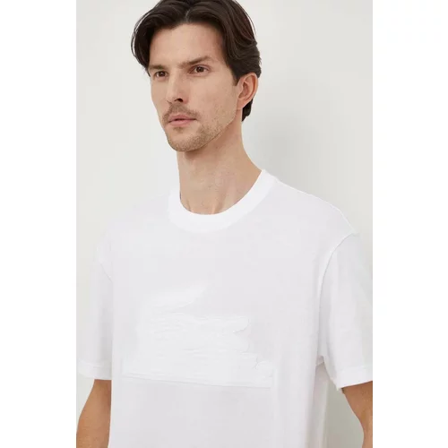 Lacoste Pamučna majica za muškarce, boja: bijela, s aplikacijom