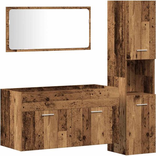  3-dijelni set kupaonskog namje&amp;scaron;taja od starog drveta Smeđa 90 x 38.5 x 46 cm Slike