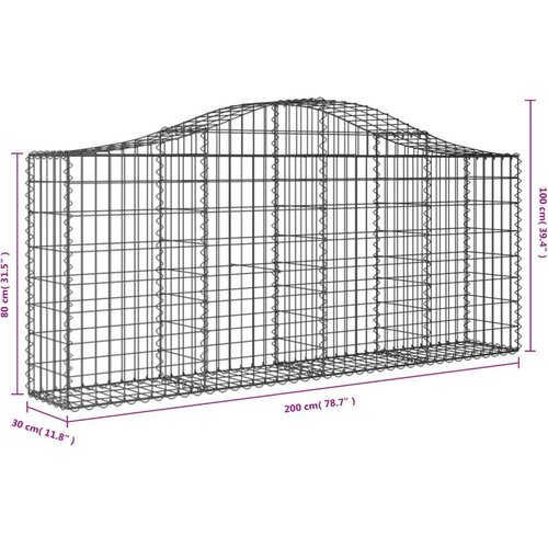  Lučne gabionske ko&amp;scaron;are 12 kom 200x30x80/100cm pocinčano željezo Slike