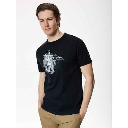 Reserved Slim fit majica od merceriziranog pamuka - crno Cijene