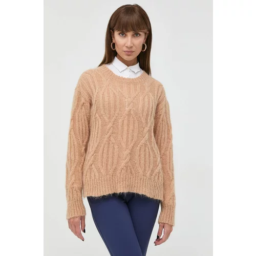 Twinset Volnen pulover ženski, rjava barva