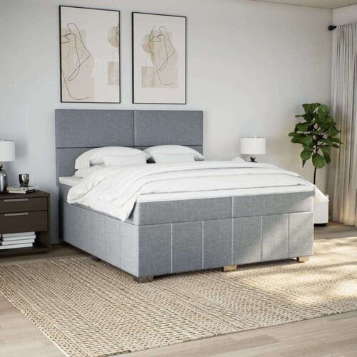 vidaXL Box spring postelja z vzmetnico svetlo siva 200x200 cm blago Cene