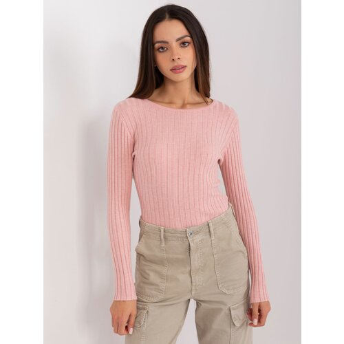 Fashion Hunters Light pink fitted classic sweater Slike