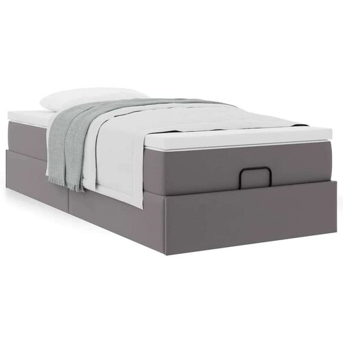 VidaXL otomanski okvir kreveta s madracem sivi 90x200cm umjetna koža Slike