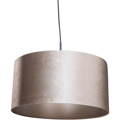 QAZQA Hanglamp zwart met velours kap taupe 50cm - Combi 1 Cene