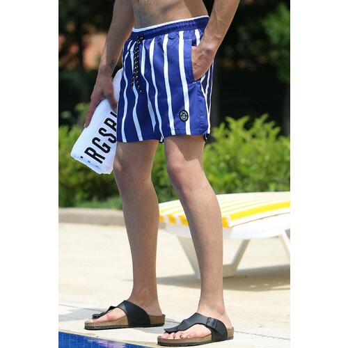 Madmext Striped Navy Blue Men's Beach Shorts 4259 Cene