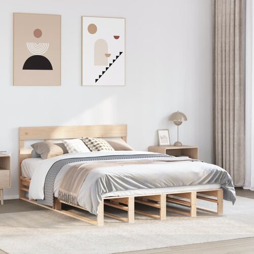 VidaXL Posteljni okvir brez vzmetnice 135x190 cm trdna borovina Slike
