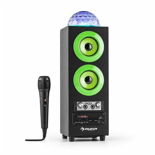 Auna DiskoStar Green, prijenosni Bluetooth zvučnik, USB, baterija, LED, mikrofon