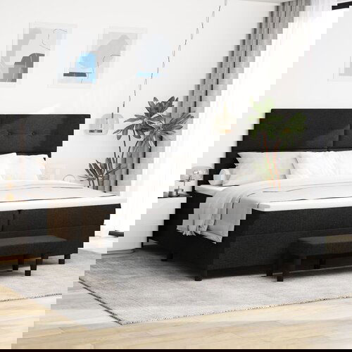 vidaXL Okvir kreveta s madracem Set od 2 Crna Tkanina 200 x 200 cm Cijene