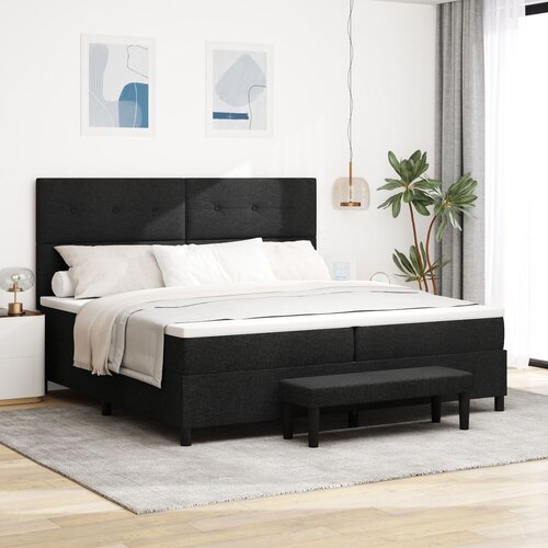 VidaXL Okvir kreveta s madracem Set od 2 Crna Tkanina 200 x 200 cm Slike