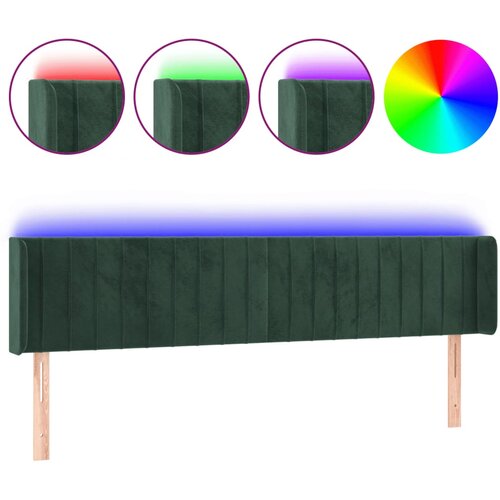 VidaXL LED posteljno vzglavje temno zeleno 163x16x78/88 cm žamet, (20932527) Slike