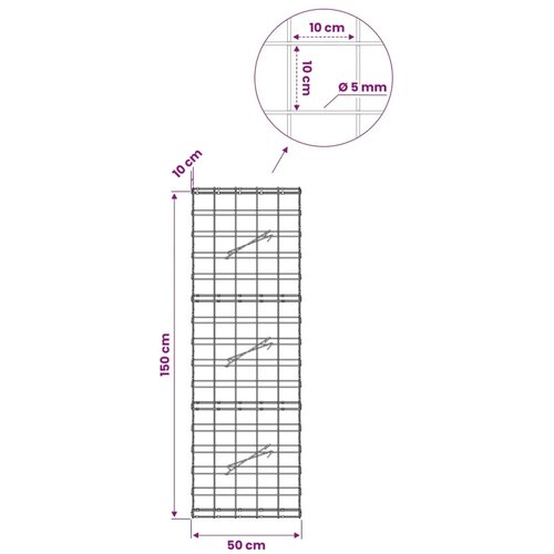  Gabion s žicom debljine 5 mm i mrežom 10x10 cm 50x10x150 cm - 10 cm 150 cm 50 cm Slike
