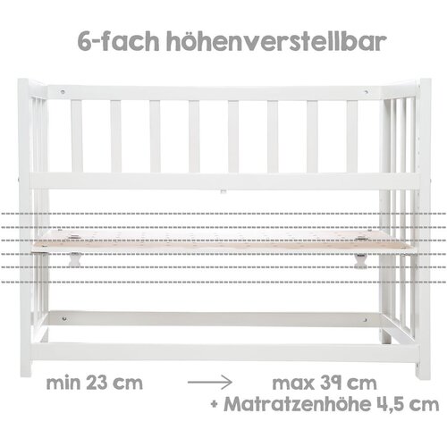 Roba Bela obposteljna zibelka z nastavljivo vi&amp;scaron;ino 90x45 cm Woodland Buddies &amp;ndash; Slike