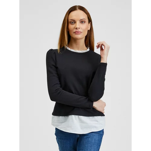 Orsay Black Ladies Sweater with Shirt Inset - Women