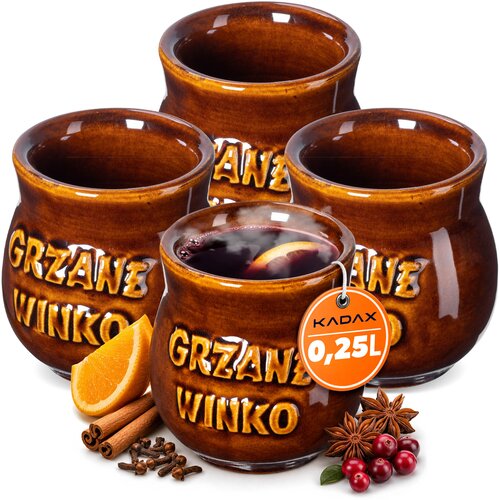 KADAX vrčki za kuhano vino 250 ml, komplet 4 vrčkov iz kamnite keramike, (5000351534) Cene