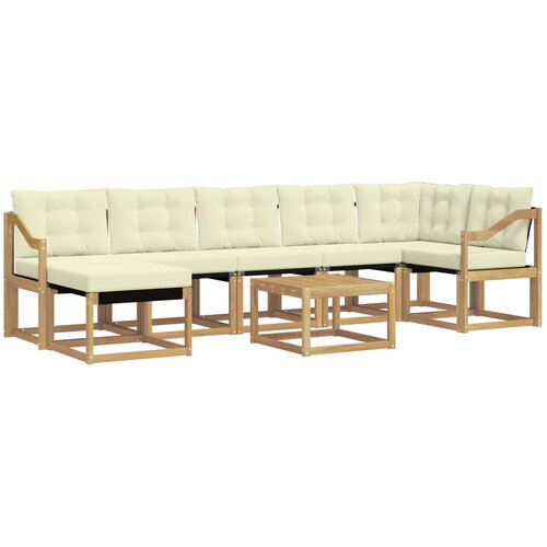 vidaXL Zunanja garnitura za sedenje z blazino 8 pcs Bela in krem, (5000281206) Cene