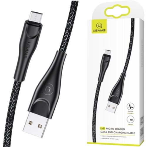 Usams MICRO USB BRIDED KABEL 3M 2A ČRNO OVITEK HITRO POLNJENJE ZA TELEFON, (21980405) Cene