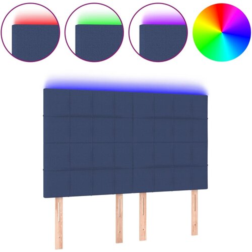 Maison Chic LED Posteljno vzglavje - Vzglavna omarica - Nočna omarica modro 144x5x118/128 cm blago, (21709962) Cene
