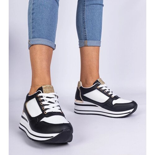 D/CEO marka niezdefiniowana Black sneakers decorated with glitter and a metal insert Olaria Slike