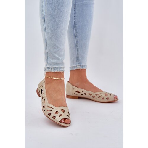 PE2 Perforated Ballerinas With Open Toes Gold Calgis Slike