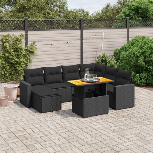 vidaXL 8-dijelni set vrtnih sofa od poliratana s jastucima crni Cijene