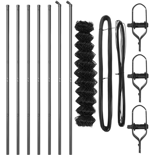 vidaXL Ograda od lančane mreže s 7 stubova 1.4x10 m Cinkovani čelik Siva Cijene