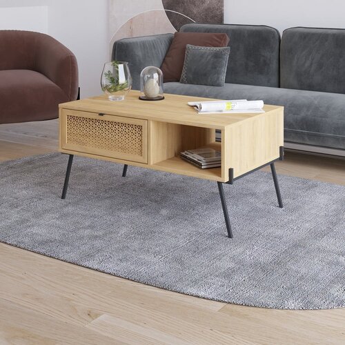 Marckeric Stolić za kavu u dekoru hrasta u prirodnoj boji 60x100 cm Ecrin &amp;ndash; Slike