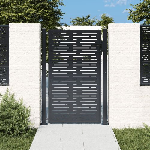 vidaXL Vrtna vrata antracit 105 x 155 cm čelična četvrtasti dizajn Cijene