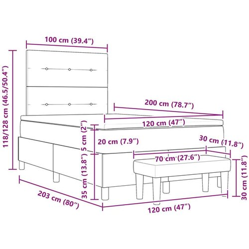  Krevet s opružačem s madracem i klupom tamnozelene boje 120x200 cm bar&amp;scaron;un Slike