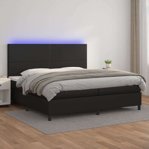  Box spring postelja z vzmetnico LED črna 200x200cm umetno usnje, (20761173) Slike