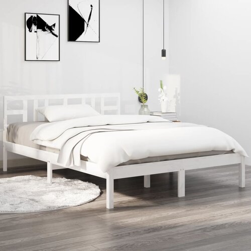 The Living Store Posteljni okvir bel iz trdnega lesa 200x200 cm - Posteljni Okvir, (21531448) Cene