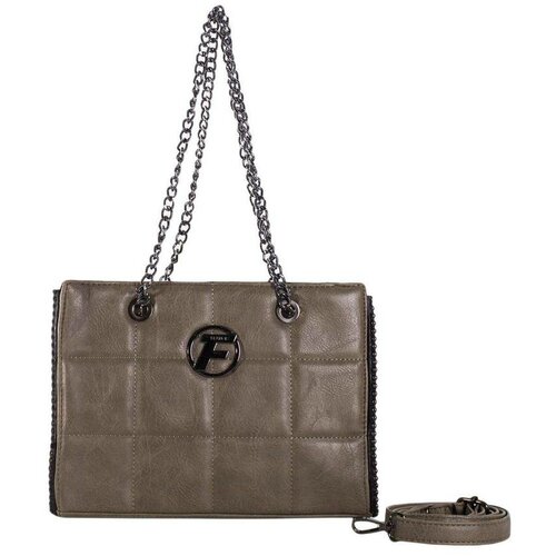 Fashion Hunters Khaki quilted shoulder bag with chains Slike