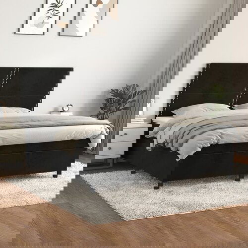  The Living Store Box spring postelja z vzmetnico črna 180x200 cm žamet - Box Spring Postelja, (21455713) Slike