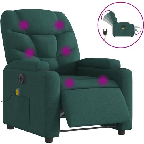 Maison Chic Električni masažni naslanjač - Relax naslanjač temno zeleno blago, (22134241) Cene