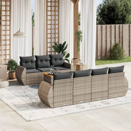 vidaXL 8-dijelni set vrtnih sofa od poliratana s jastucima sivi Cijene