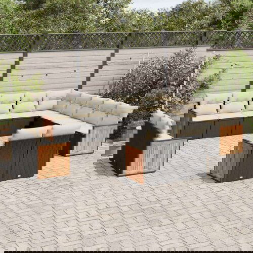  13-dijelni set vrtnih sofa s jastucima poliratan crni Cijene