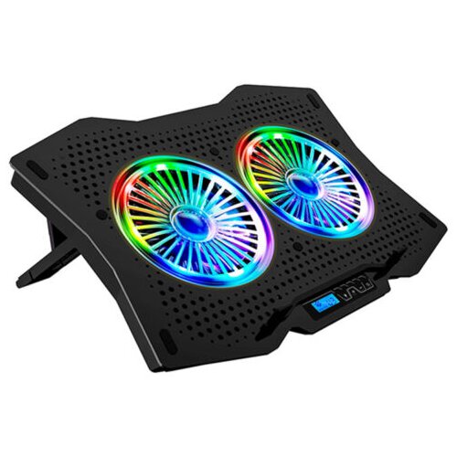 Segment Bilgisayar Postolje za notebook gaming RAMPAGE 10&amp;rdquo;-18&amp;rdquo; AD-RC9 TORNADO black, RGB, ventilator Slike