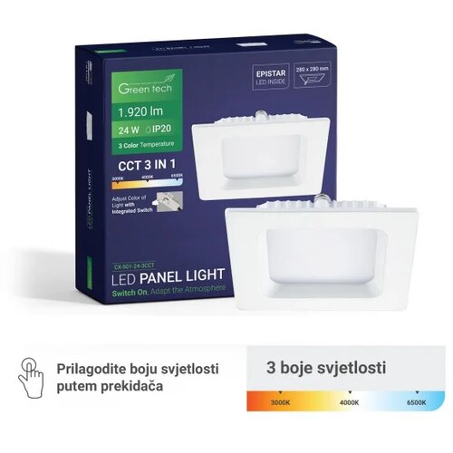  Led panel Green Tech 24W 3CCT ugradni kvadratni Cene