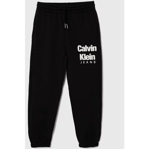 Calvin Klein Jeans Otroški spodnji del trenirke črna barva