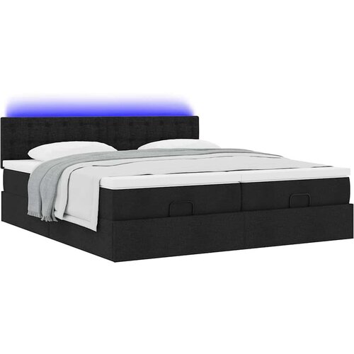 VidaXL Okvir kreveta s madracima crni 160x200cm od tkanine Slike