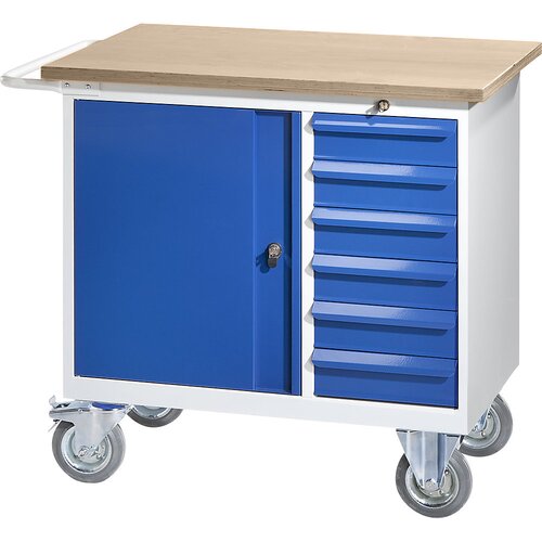 Eurokraft pro kompaktna delovna miza, pomična, 6 predalov, 1 vrata, &amp;scaron;xg 950 x 590 mm Slike