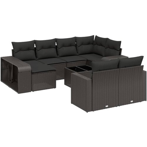  11-dijelni set vrtnih sofa od poliratana s jastucima crni Crna 65.5 x 62 x 69 cm Slike